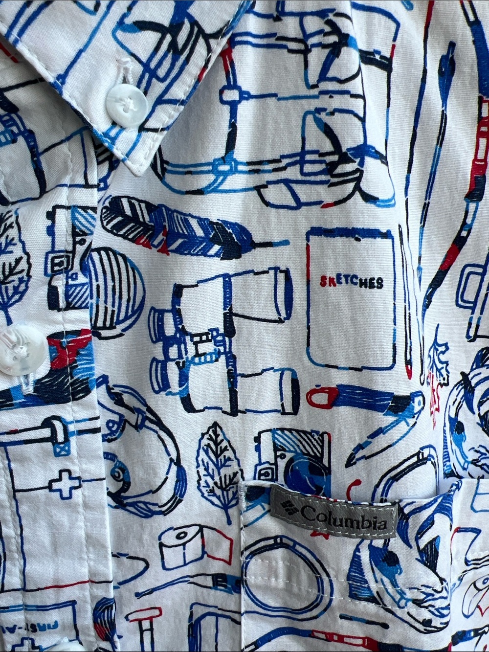 Columbia Short-Sleeve Shirt With Camping Gear Print - Picture 3 of 8